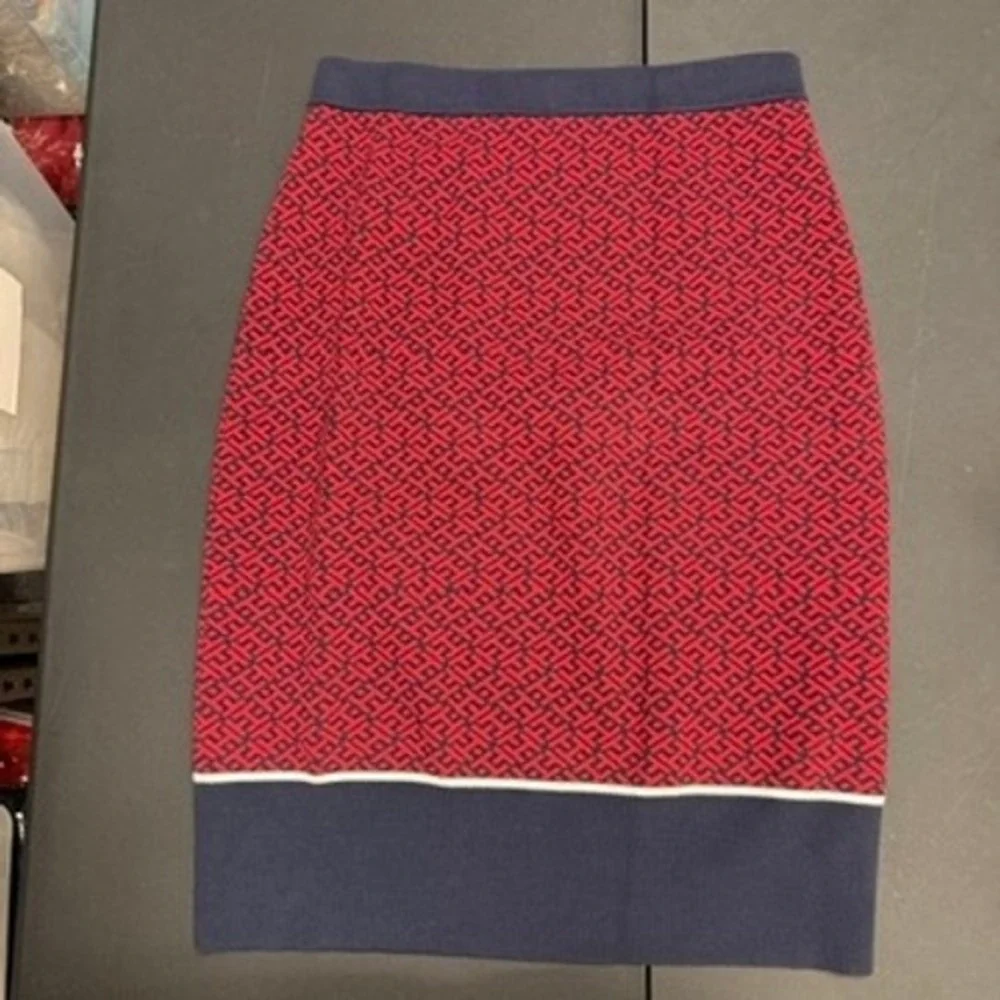Tommy Hilfiger Knit Polo Top and Skirt Set Red Navy Geometric Preppy‎ Medium